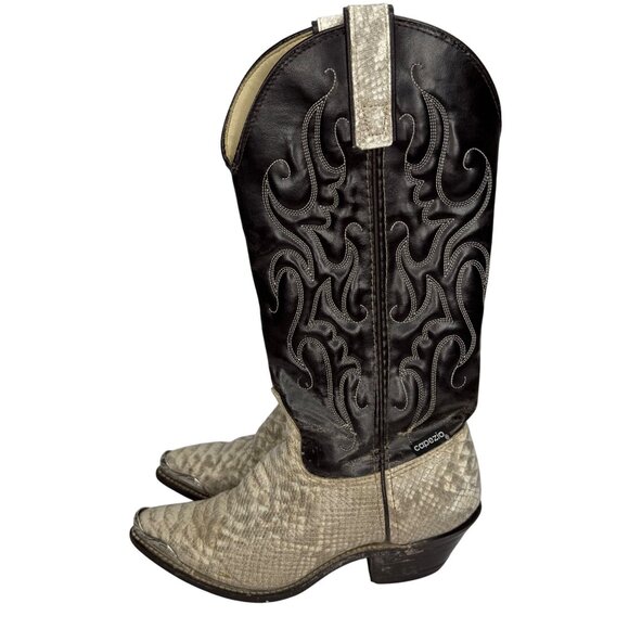 Capezio Womens Ivory and Brown Python & Leather Western Boots Size 5.5M Cowgirl - Picture 6 of 12